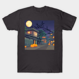 Halloween Moon and Pumpkins in the Vintage Village T-Shirt